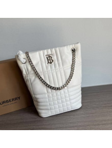 Burberry Small Quilted Lambskin Lola Bucket Bag White 2022 804623