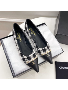 Chanel Tweed & Lambskin Pointed Ballerinas Black/White 2021 55