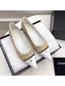 Chanel Tweed & Lambskin Pointed Ballerinas Beige/White 2021 56
