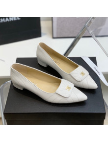 Chanel Vintage Buckle Calfskin Ballerinas White 2022 17