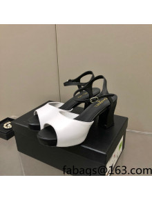 Chanel Lambskin High Heel Sandals White/Black 2022 032197