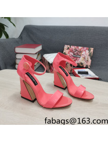 Dolce & Gabbana DG Patent Leather High Heel Sandals 10.5cm Peachy Pink 2022
