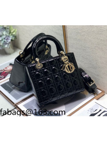 Dior Lady Dior Medium Bag in Black Patent Cannage Calfskin 2022 72