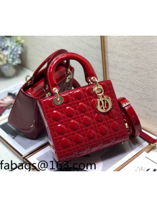 Dior Lady Dior Medium Bag in Cherry Red Patent Cannage Calfskin 2022 71