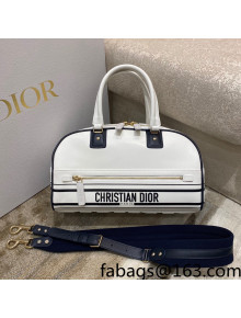 Dior Medium Vibe Zip Bowling Bag in Smooth Calfskin White 2022 M879