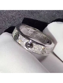 Cartier White Gold Nologo Love Ring with Diamond-paved,Small Model 03