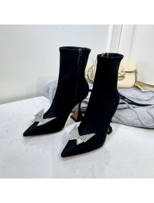 Amina Muaddi Lycra Short Boots with Crystal Bow 2021 13