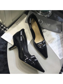 Dior J'adior Patent Leather Logo Band Heel Pump 6.5cm/9.5cm Black 2019