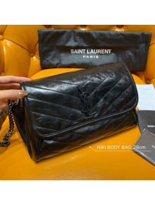 Saint Laurent Niki Body Belt Bag in Waxed Crinkled Vintage Leather 577124 Black 2020