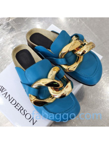 JW Anderson Calfskin Chain Loafer Mules Blue 2020