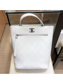 Chanel Large Calfskin Bucket Bag AS0578 White 2019