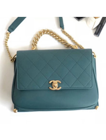 Chanel Calfsin & Gold-Tone Metal Medium Flap Bag A57942 Turquoise F/W 2018