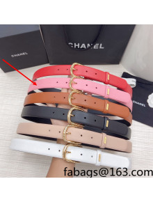 Chanel Calfskin Belt 3cm Light Pink 2021 87