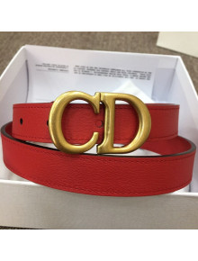 Dior Calfskin Belt 20mm with CD Buckle Red 2019