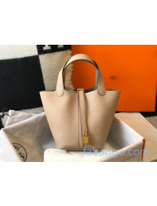 Hermes Picotin Lock Bag 18cm in Togo Calfskin Light Grey/Gold 2020