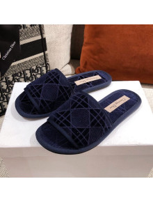 Dior Homey Slipper Sandals in Navy Blue Cannage Embroidery 2021