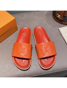 Louis Vuitton Monogram Supple Leather Flat Slide Sandals Orange 2021