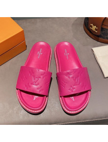 Louis Vuitton Monogram Supple Leather Flat Slide Sandals Hot Pink 2021