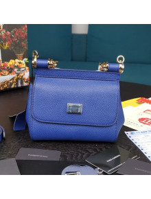 Dolce&Gabbana Classic Mini Sicily Palm-Grained Leather Top Handle Bag 5516 Royal Blue 2020