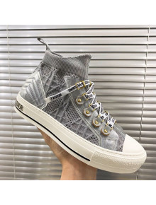 Dior Walk'n'Dior High-top Sneakers in Grey Knit with Cannage Embroidery 2020