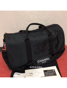 Chanel Fabric CC Carry-on Duffle Top Handle Bag Black/White 02 2019