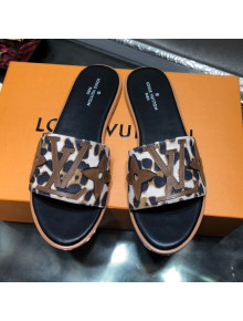 Louis Vuitton Lock It Flat Slide Sandals with Patchwork Logo White 2021