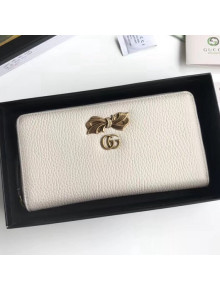 Gucci Leather Zip Around Wallet with Bow 524291 White 2018