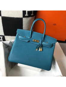 Hermes Birkin Bag 35cm in Togo Leather Blue Denim 2021