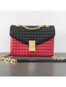 Celine Bicolour Quilted Calfskin Medium C Bag Black/Red 2019