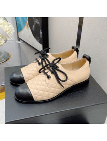 Chanel 19 Quilted Lambskin Lace-ups with CC Back Apricot 2021