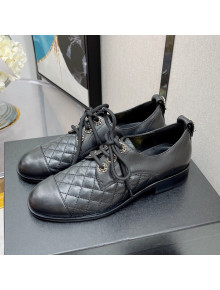 Chanel 19 Quilted Lambskin Lace-ups with CC Back Black 2021