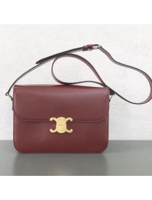 Celine Shiny Calfskin Medium Triomphe Bag Burgundy 2019