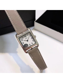 Hermes Cape Cod Grained Leather Watch 23x23mm Grey/Silver 2020