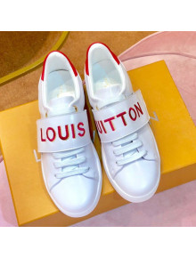 Louis Vuitton Frontrow Logo Strap Sneakers 1A4VSM White/Red 2019