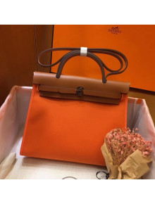 Hermes Herbag 31cm PM Double-Canvas Shoulder Bag Orange/Brown 