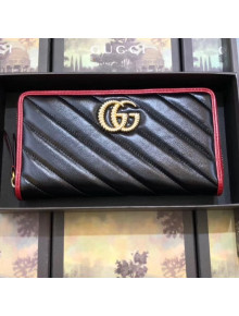 Gucci GG Diagonal Marmont Zip Around Wallet ‎573810 Black
