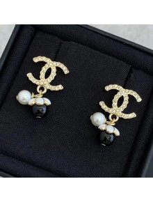 Chanel Pearl Camellia Bloom Earrings AB5708 Black 2021
