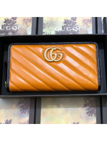 Gucci GG Diagonal Marmont Zip Around Wallet ‎573810 Cognac 