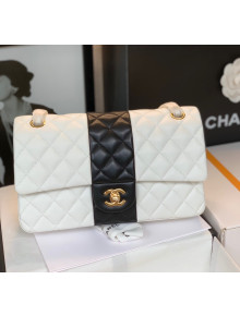 Chanel Lambskin Medium Flap Bag A01112 White/Black 2021 03