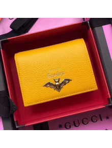 Gucci Garden Bat Calfskin Card Case 516938 Yellow 2018