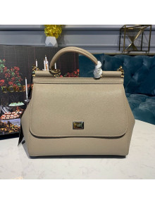 Dolce&Gabbana Classic Medium Sicily Palm-Grained Leather Top Handle Bag Grey 03
