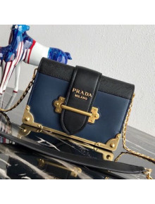 Prada Cahier Calf Leather Bag 1BH018 Blue 2019