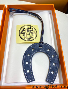 Hermes Paddock Calfskin Horseshoe Bag Charm Navy Blue 2021 10