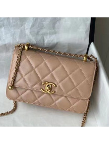 Chanel Quilted Calfskin Mini Flap Bag with Adjustable Strap AS2615 Apricot 2021 TOP