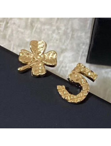 Chanel Clover 5 Asymmetric Stud Earrings 2019