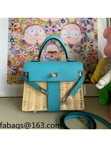 Hermes Kelly Picnic Mini Bag 20cm in Swift Leather and Wove Blue 2021
