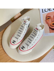 Chanel x Converse Canvas Pearl Allover High-top Sneakers White/Red 2021