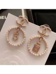 Chanel Bottle 5 Pearl Hoop Earrings AB2921 2019