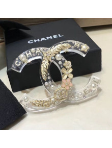 Chanel Resin Cutout Metal CC Large Brooch 2019