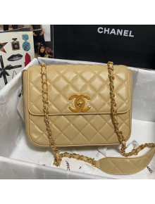 Chanel Grained Calfskin Flap Bag AS2438 Apricot 2021